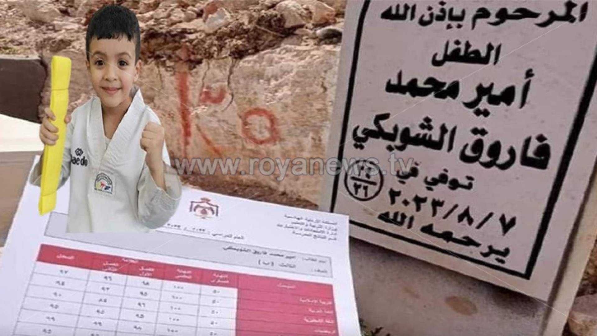 الطفل الراحل أمير الشوبكي وقبره