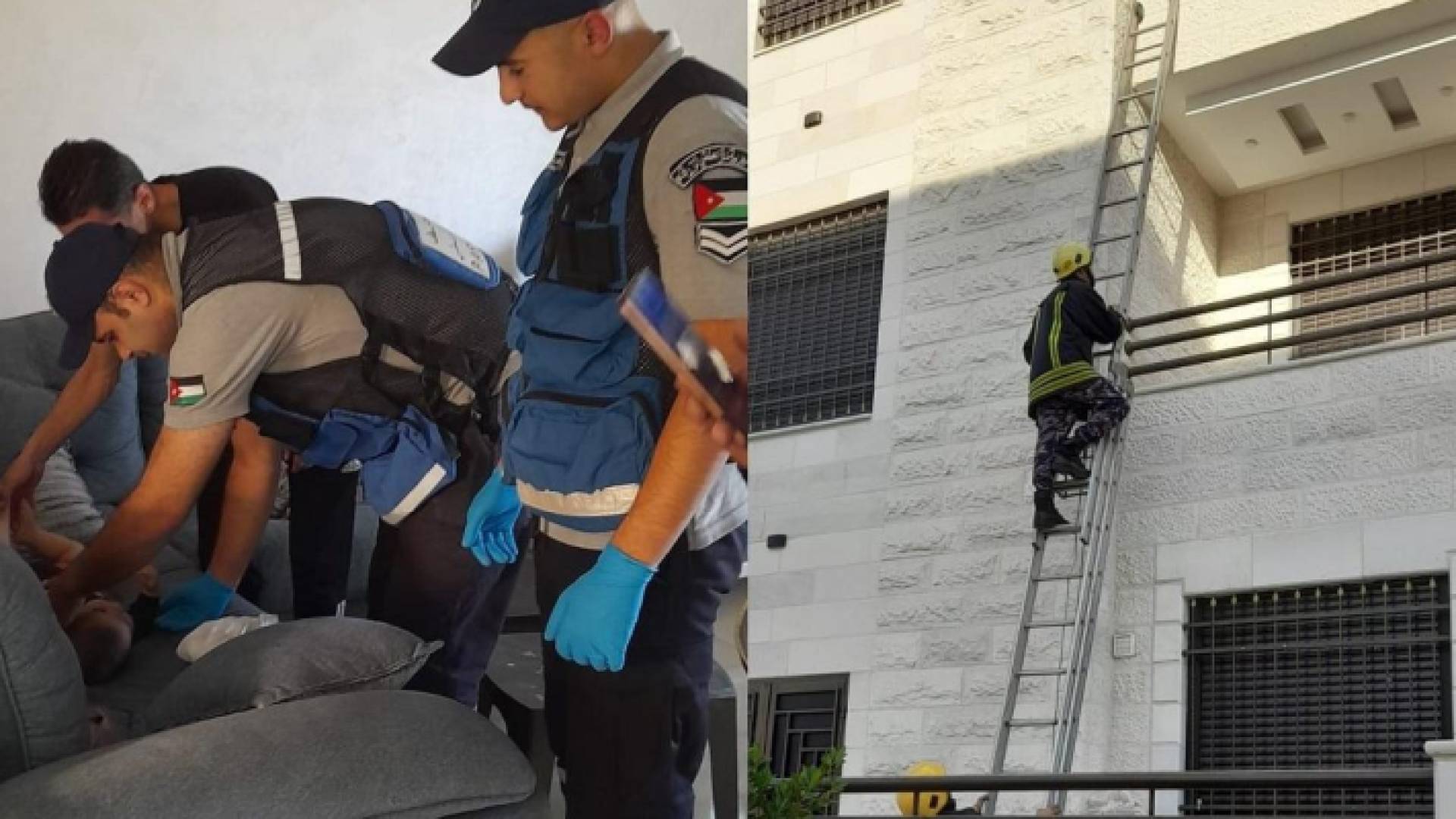 كوادر من الدفاع المدني أثناء عملية الإنقاذ