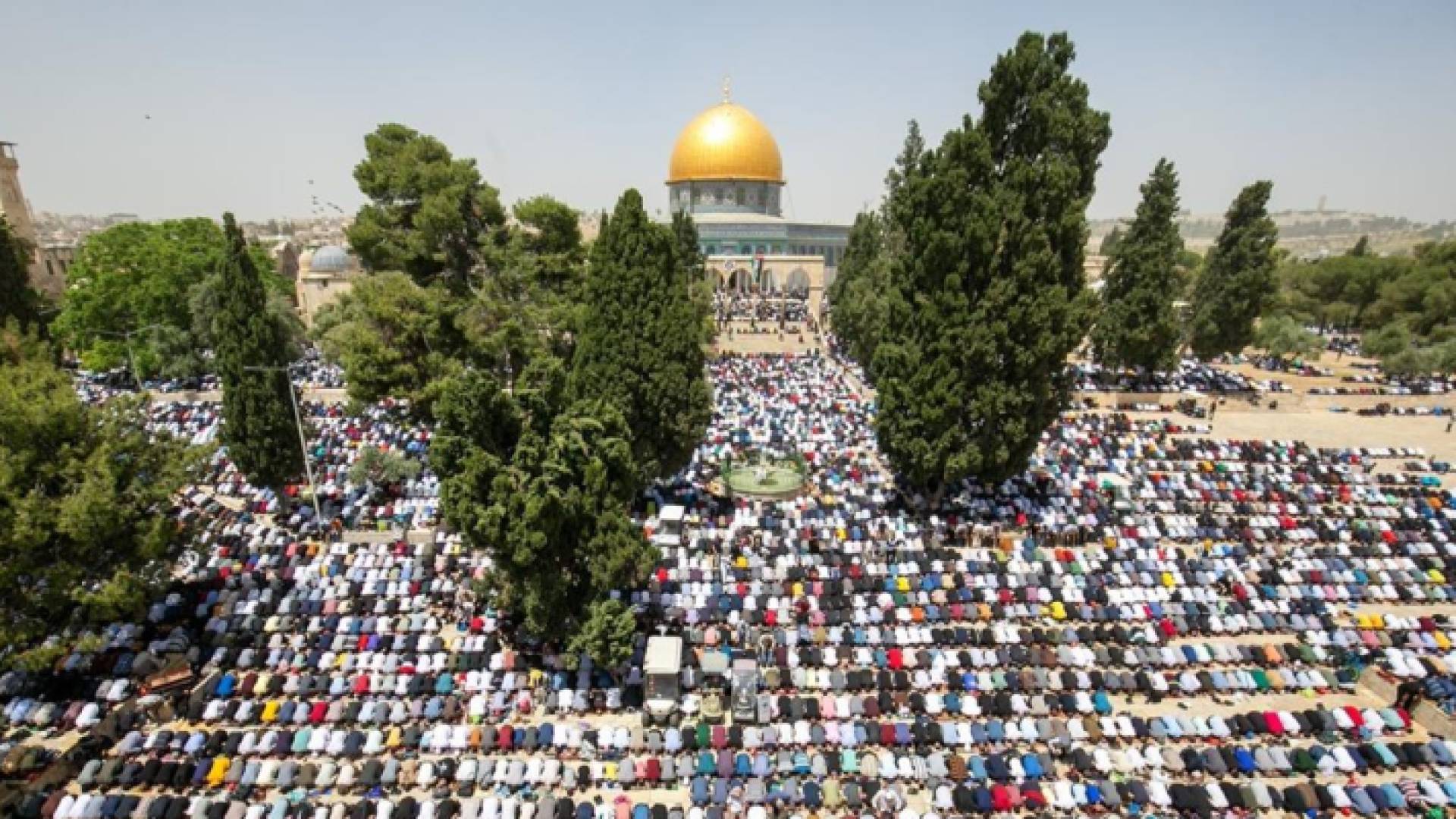 مصلون في رحاب المسجد الأقصى المبارك