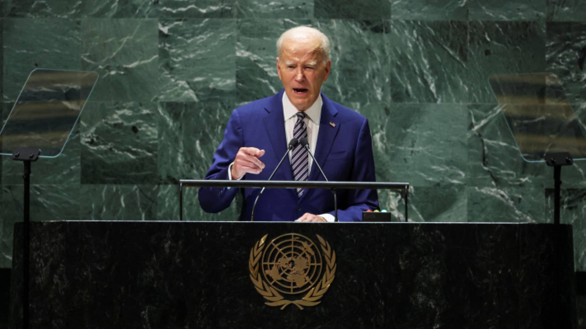الرئيس الأمريكي جو بايدن خلال كلمته بافتتاح الدورة الـ78 للجمعية العامة للأمم المتحدة
