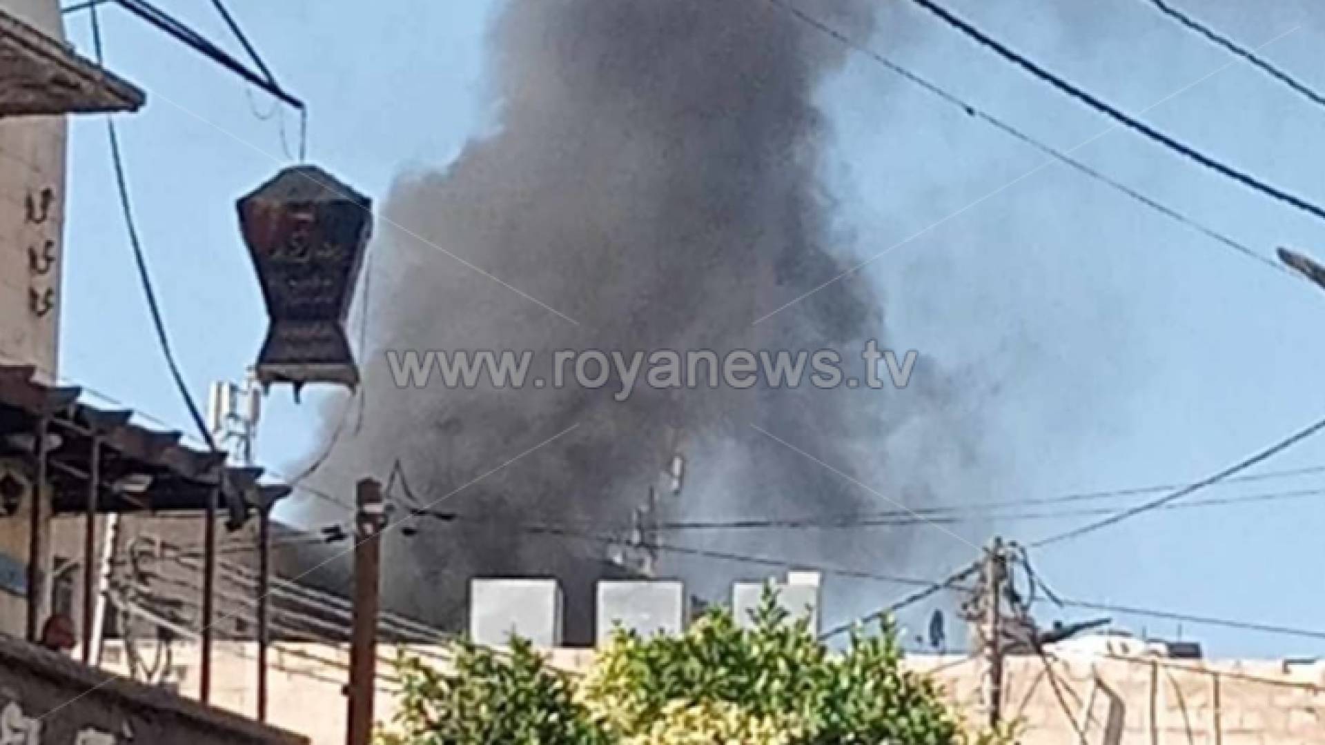 جانب من الحريق في وسط إربد