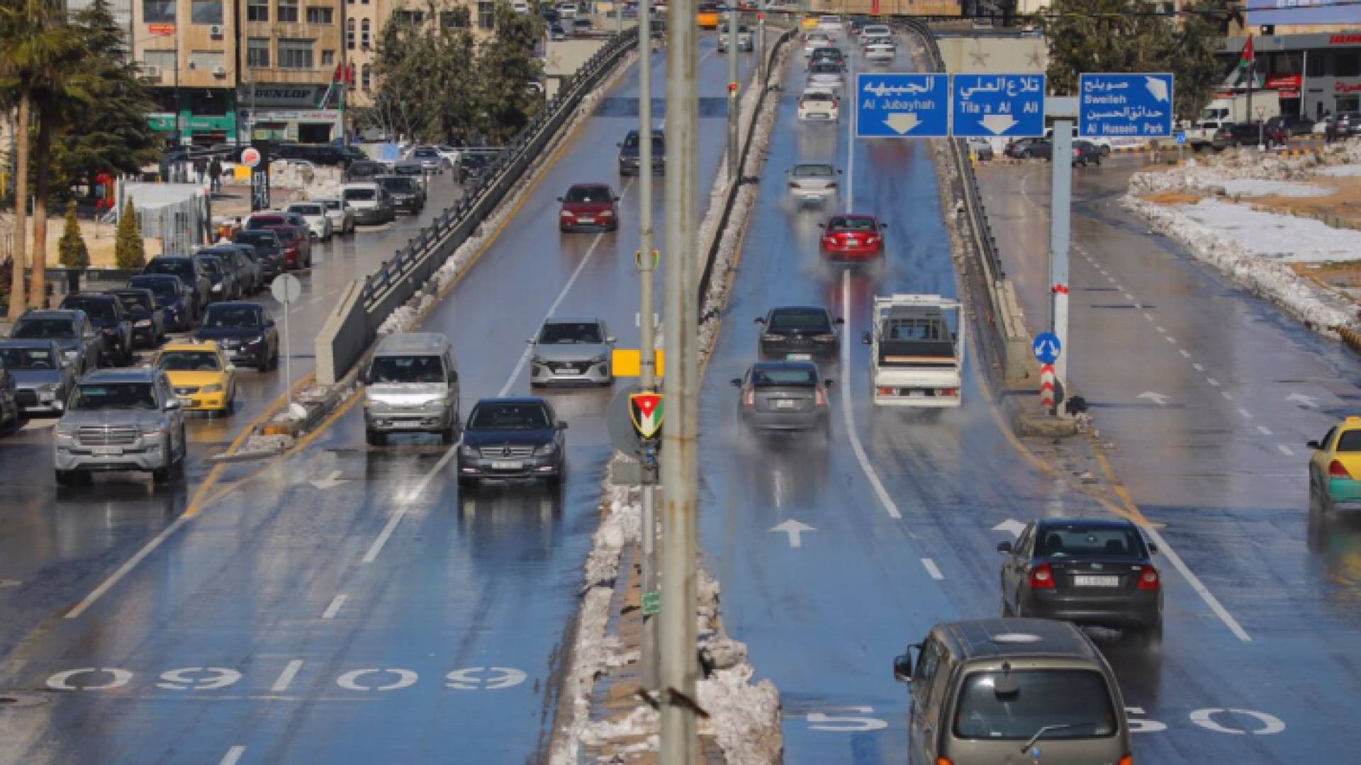 أحد شوارع العاصمة عمان في فصل الشتاء