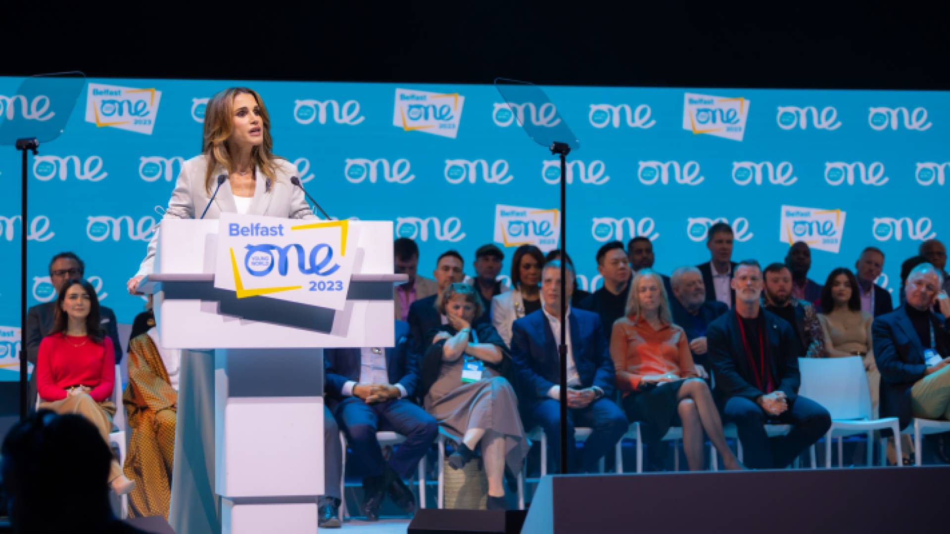 الصورة خلال كلمة لجلالة الملكة رانيا العبدالله في المملكة المتحدة