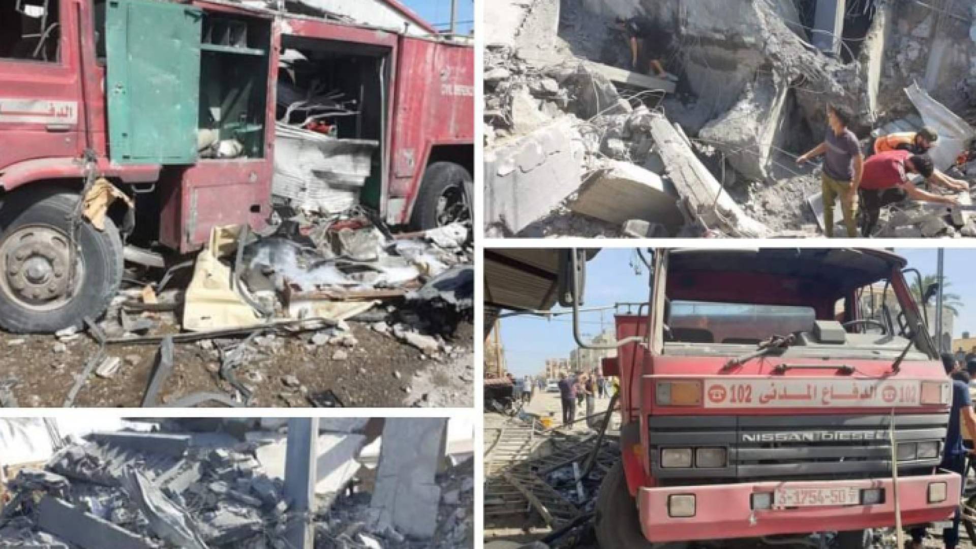 الصورة من استهداف الاحتلال لرجال الدفاع المدني في غزة