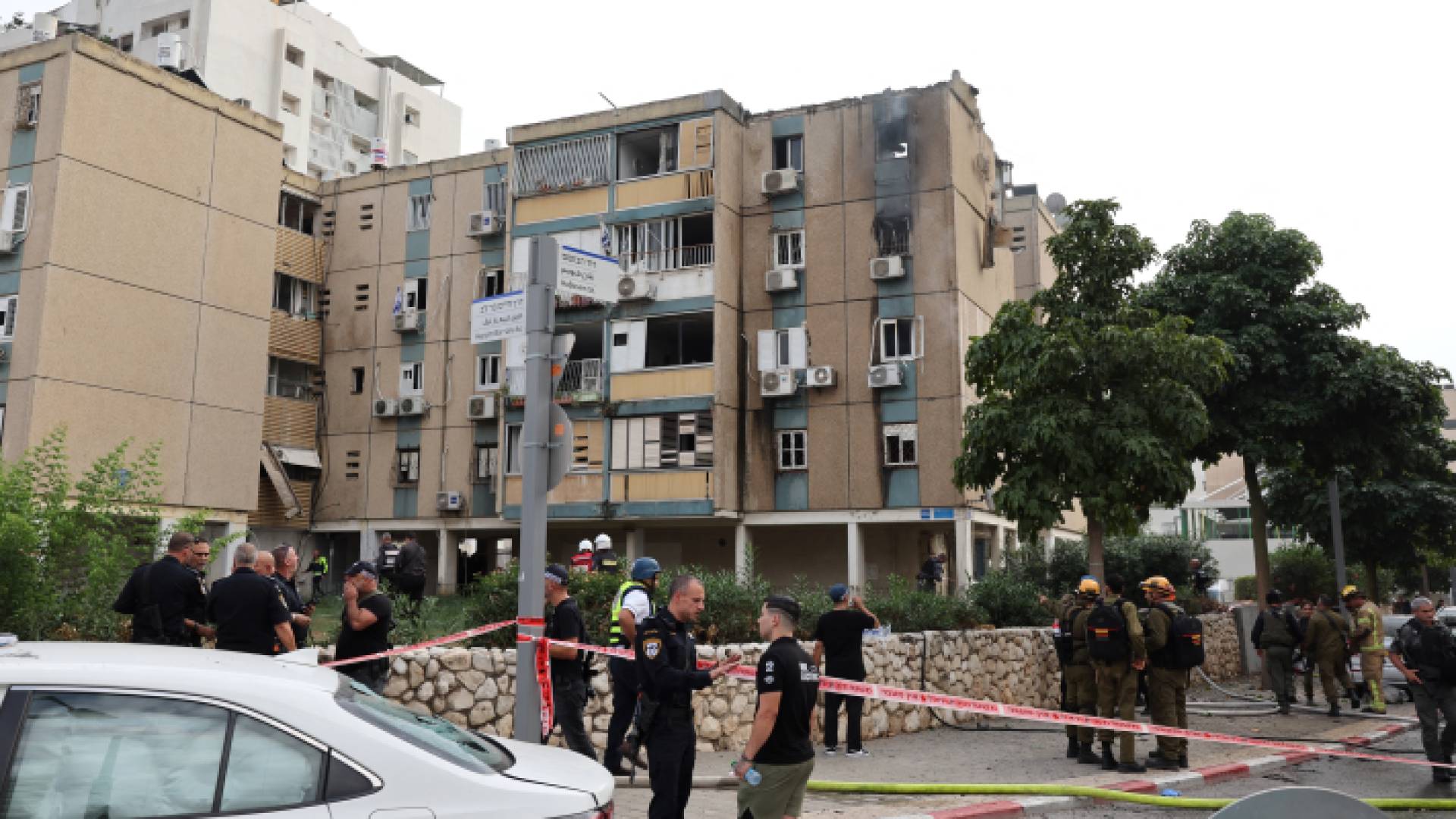 مبان في أحد مستوطنات غلاف غزة بعد قصفها من قبل المقاومة الفلسطينية