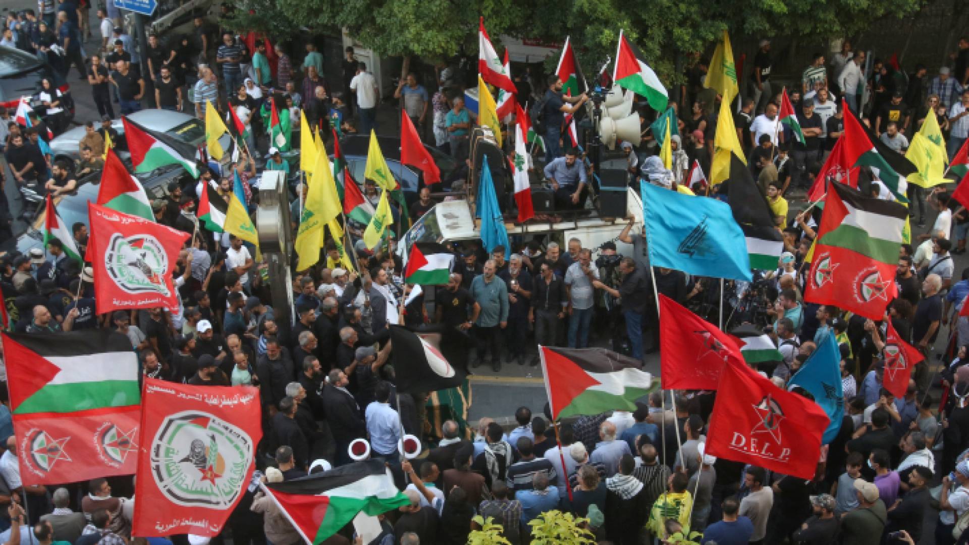 من التظاهرة في بيروت دعما لفلسطين