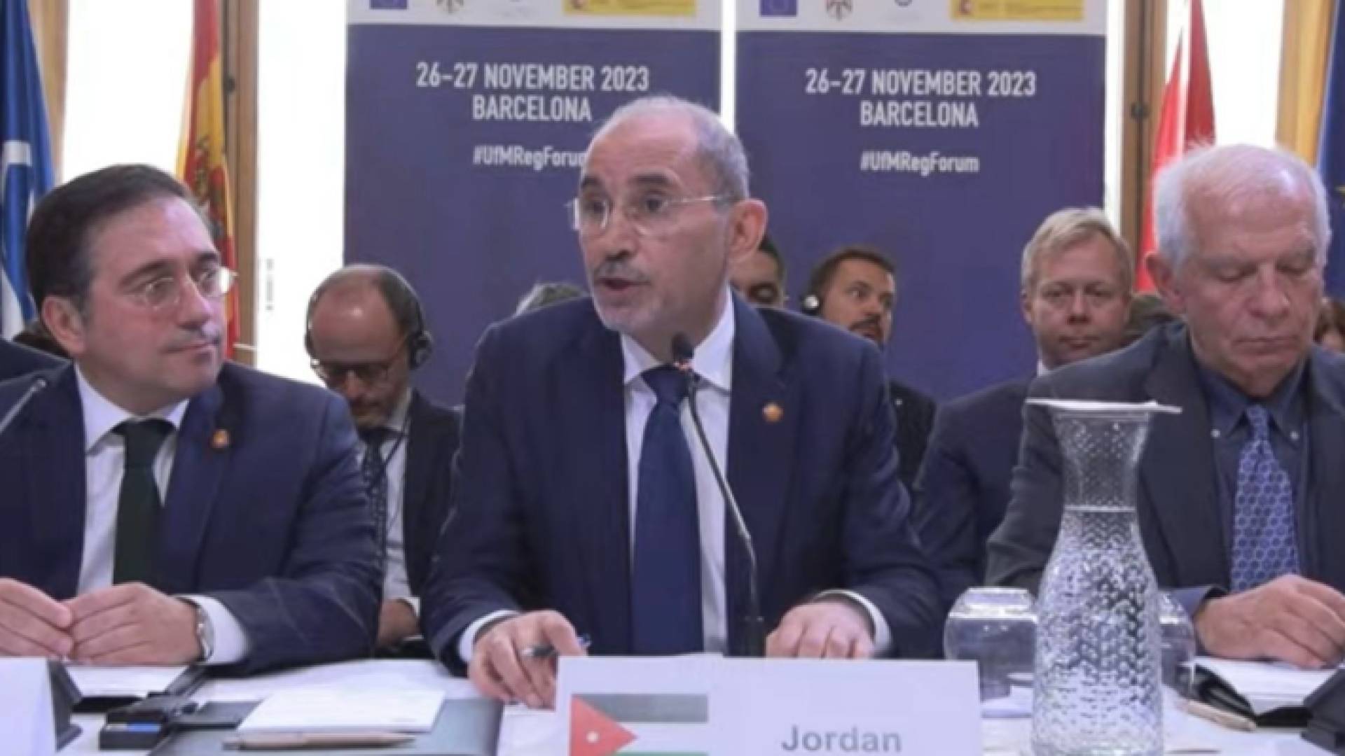 وزير الخارجية وشؤون المغتربين أيمن الصفدي خلال كلمته في المنتدى الإقليمي الثامن لوزراء خارجية دول الاتحاد من أجل المتوسط