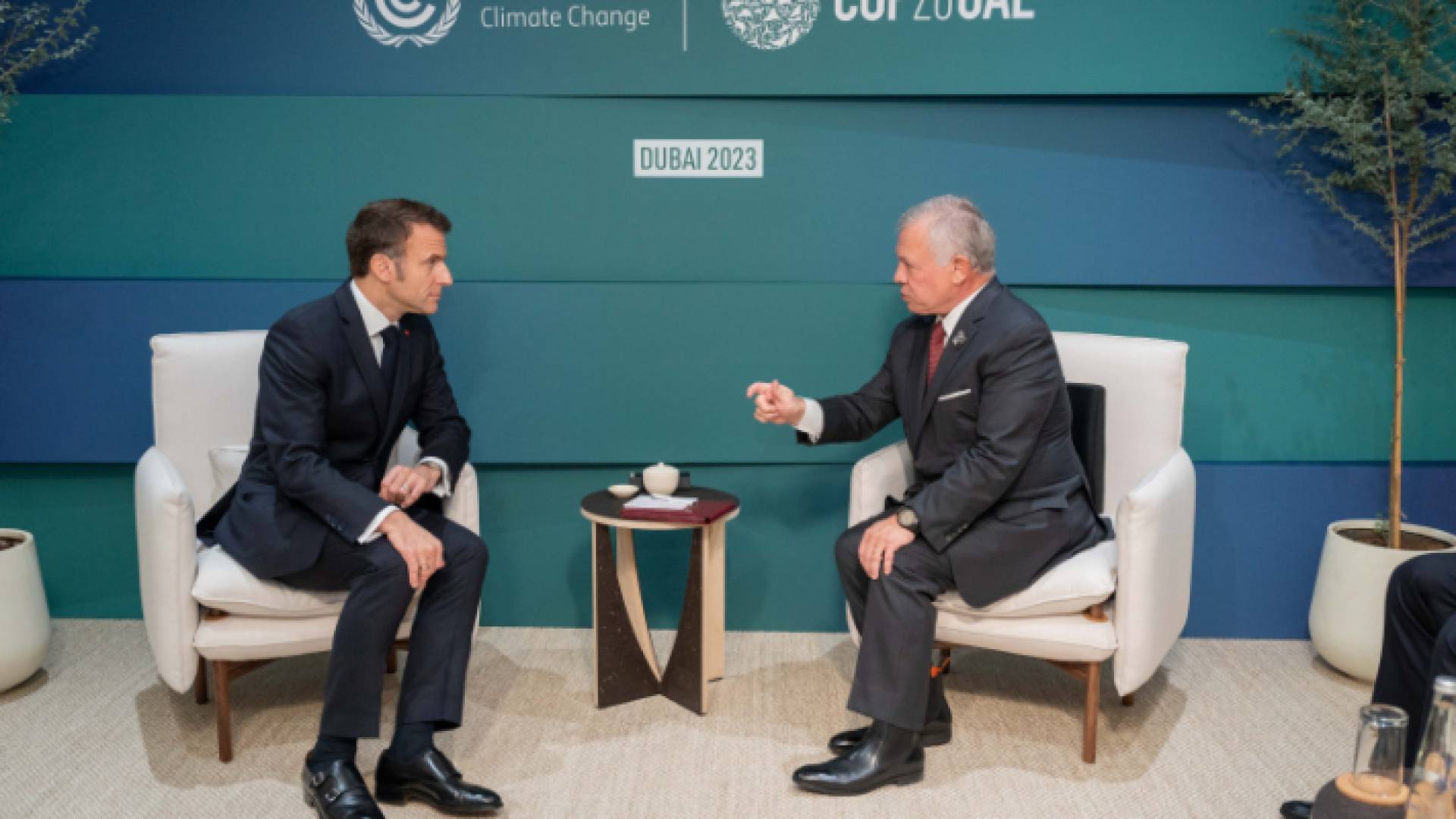 جلالة الملك عبدالله الثاني خلال لقائه الرئيس الفرنسي إيمانويل ماكرون