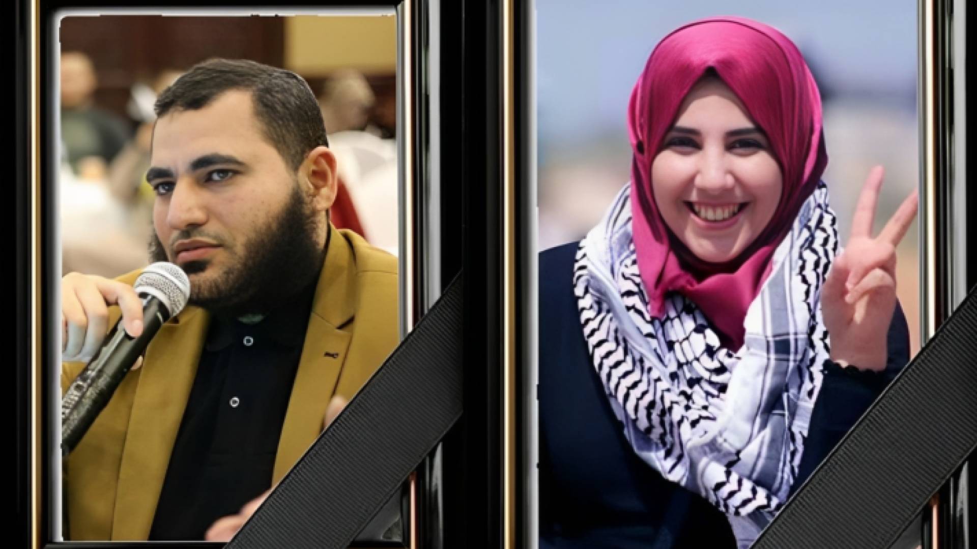 الصحفي أحمد أبو عبسة والصحفية حنان عياد