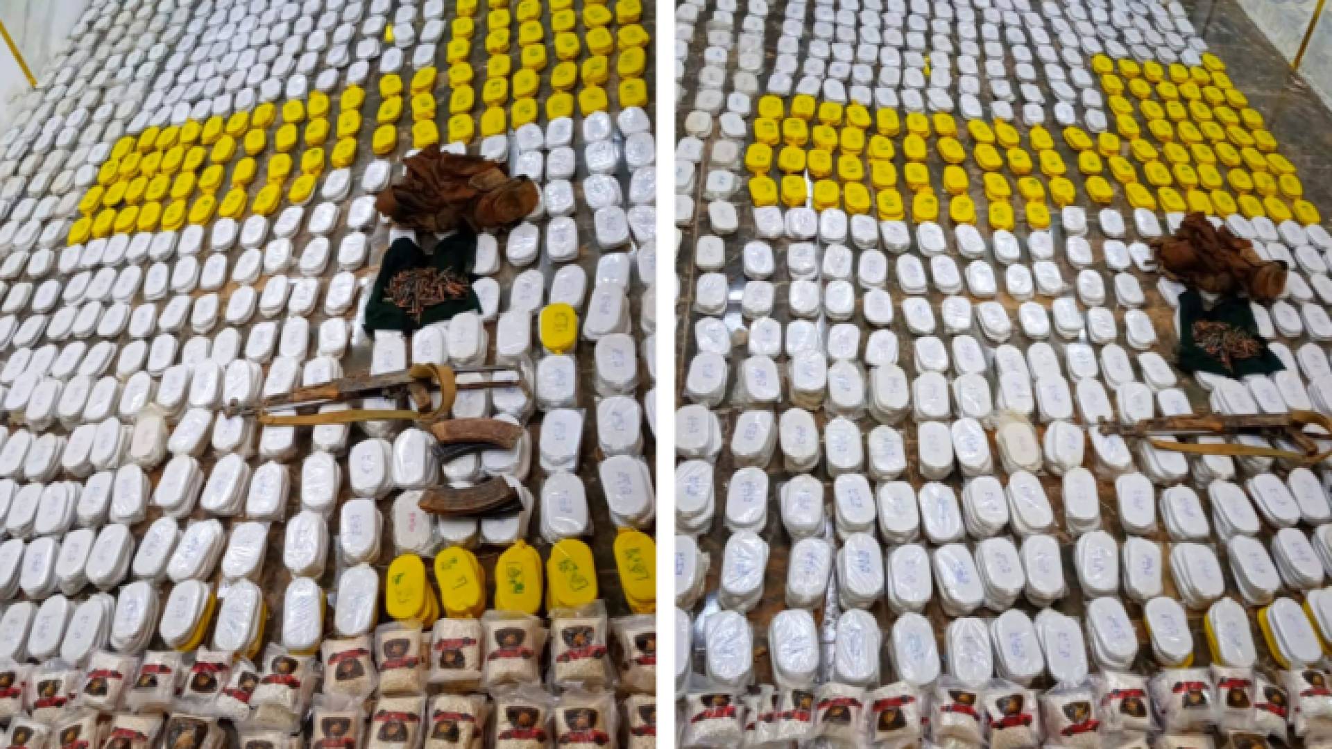 جانب من المخدرات التي جرى ضبطها من قبل الجيش العربي