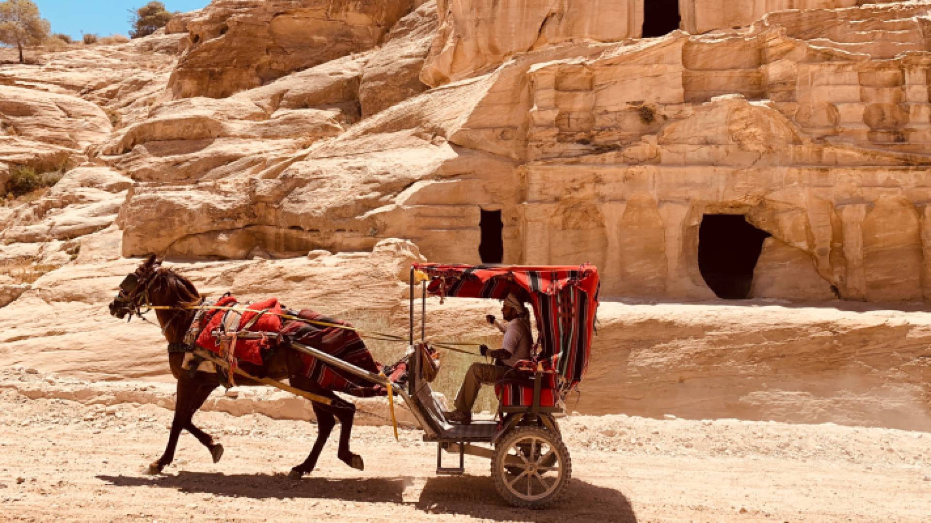 صورة لأحد العاملين داخل الموقع الأثري في البترا