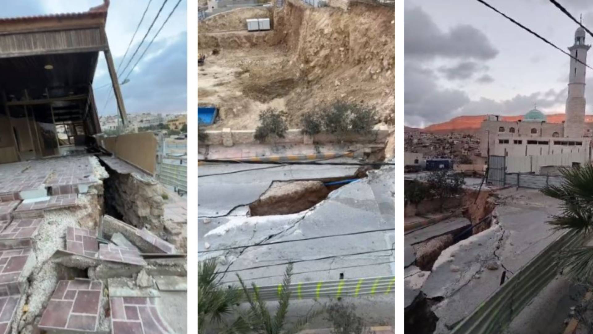 من الانهيارات الأرضية التي وقعت في وادي موسى نتيجة لأعمال حفر