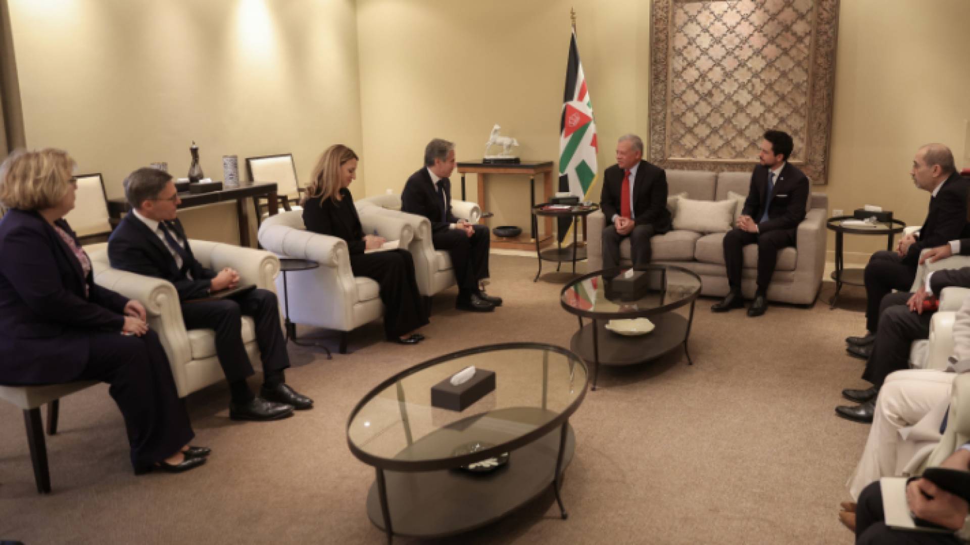 خلال لقاء الملك عبدالله الثاني بوزير الخارجية الامريكي أنتوني بلينكن