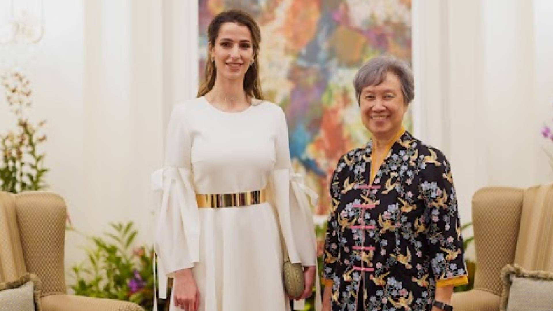 سمو الأميرة رجوة الحسين وعقيلة رئيس الوزراء السنغافوري السيدة هو تشينغ