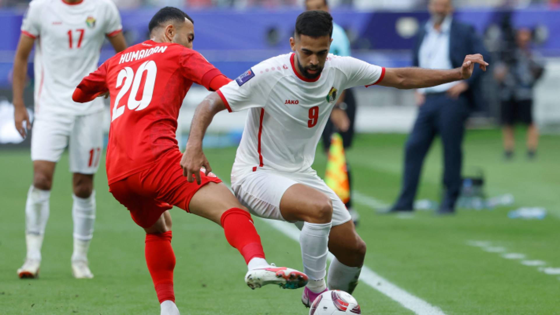 من مباراة الأردن والبحرين