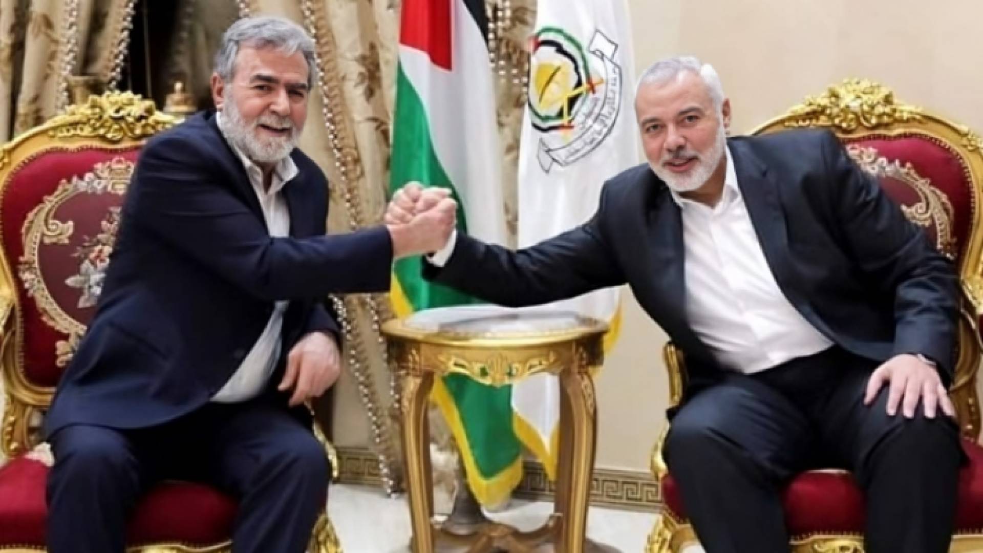 رئيس المكتب السياسي لحركة حماس اسماعيل هنية والأمين العام لحركة الجهاد الإسلامي زياد النخالة