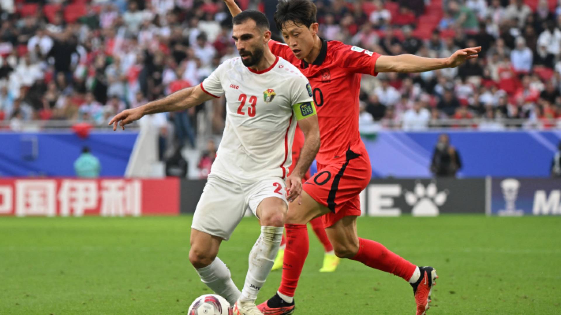 من مباراة النشامى وكوريا الجنوبية في دور المجموعات ببطولة كأس آسيا 2023