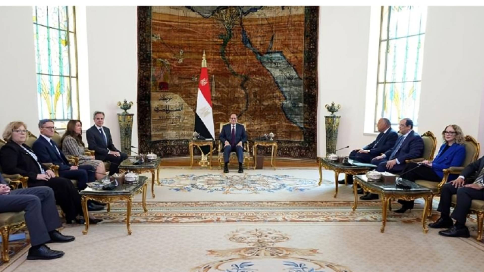 الرئيس المصري خلال استقبال وزير الخارجية الامريكي أنتوني بلينكن