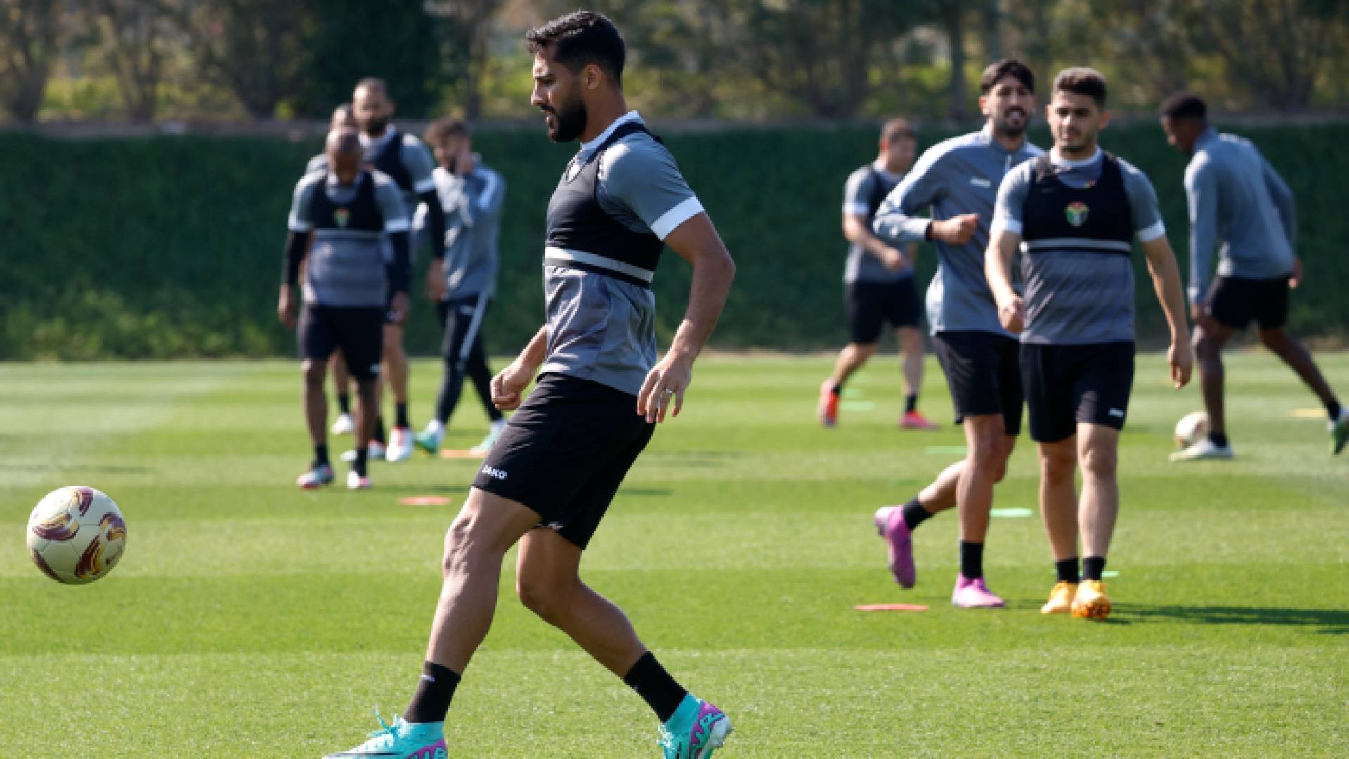 جانب من تدريبات النشامى تحضيرا لنهائي كأس آسيا
