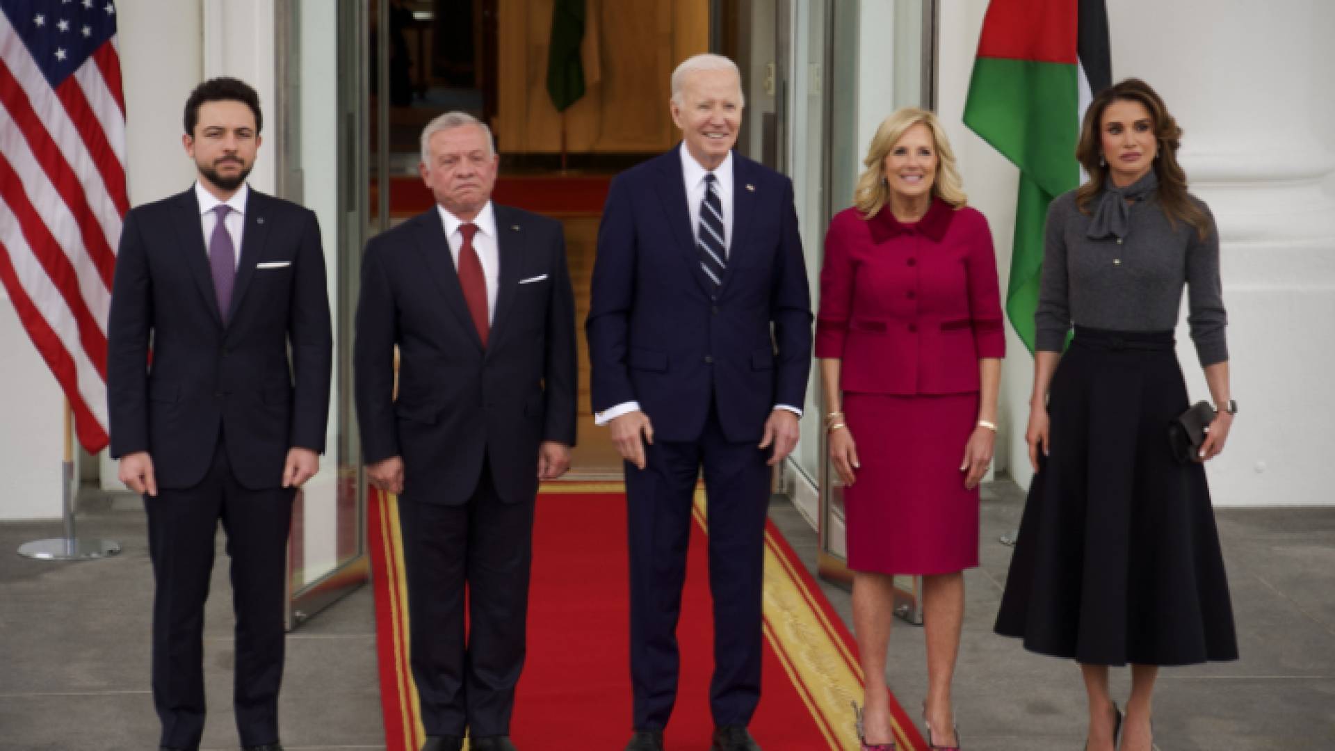 جلالة الملك عبدالله الثاني وجلالة الملكة رانيا العبدالله وولي العهد والرئيس الأمريكي جو بايدن