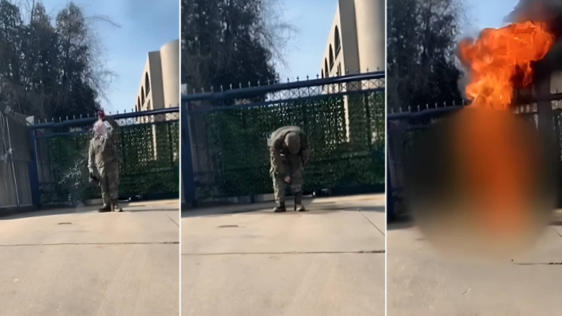 بوشنل يضرم النار بنفسه أمام سفارة تل أبيب بواشنطن