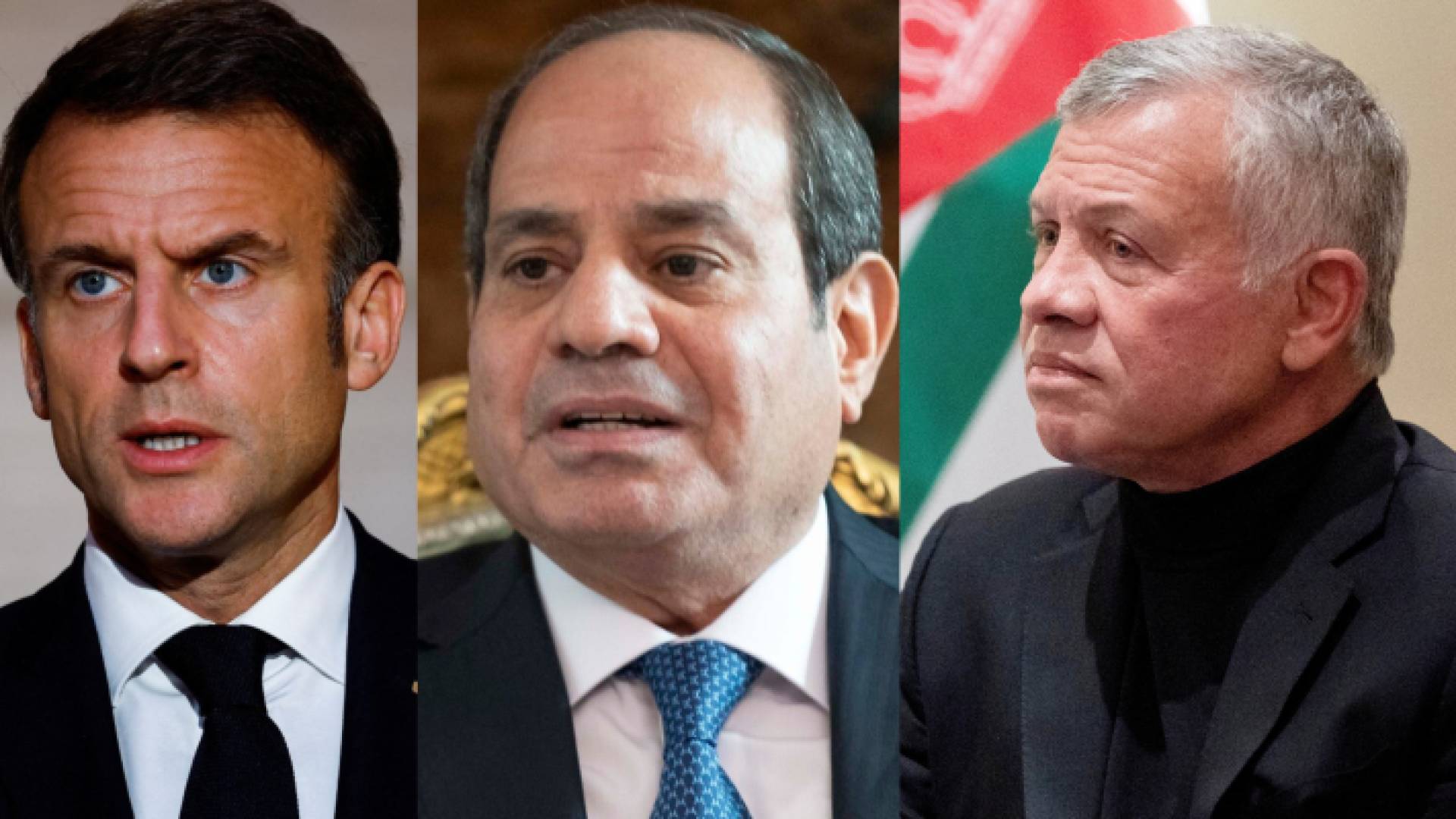 الملك عبدالله والسيسي وماكرون