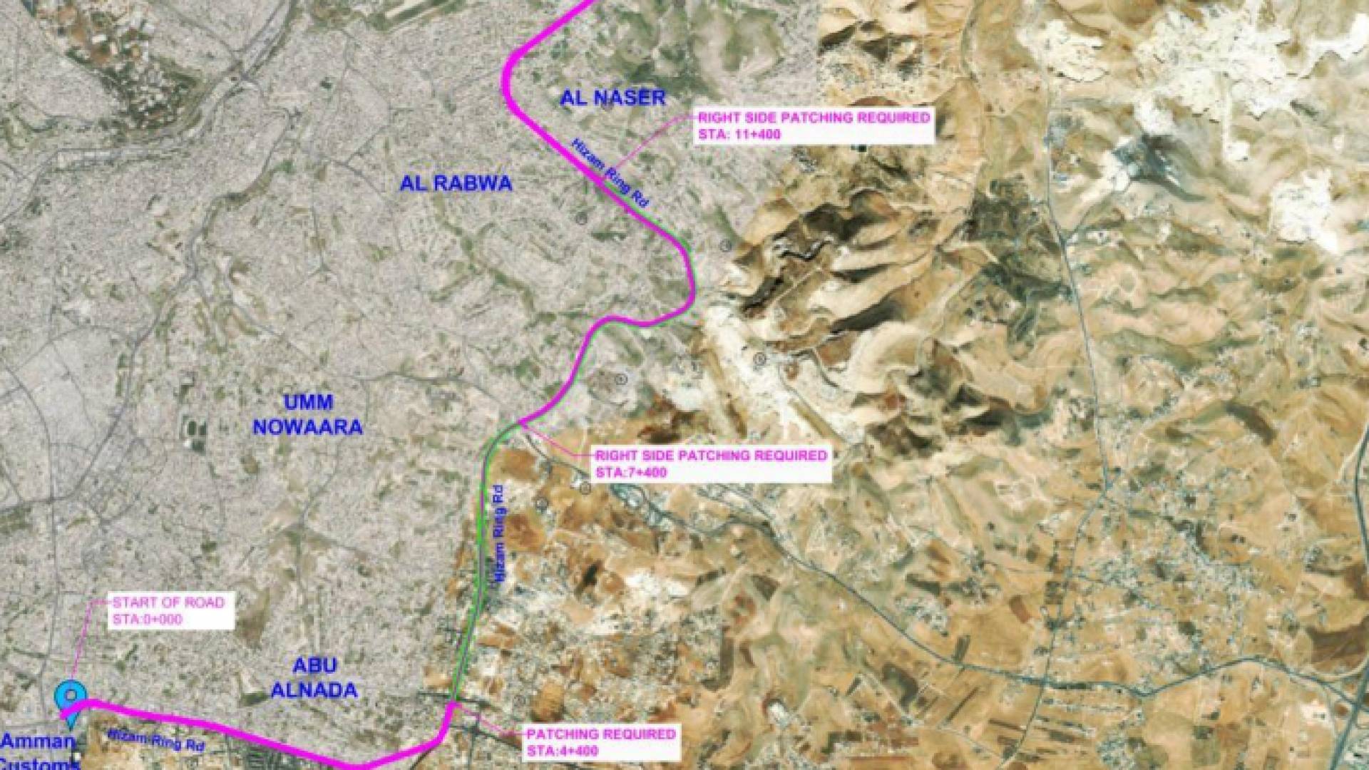 خريطة طريق الحزام الدائري - عمان