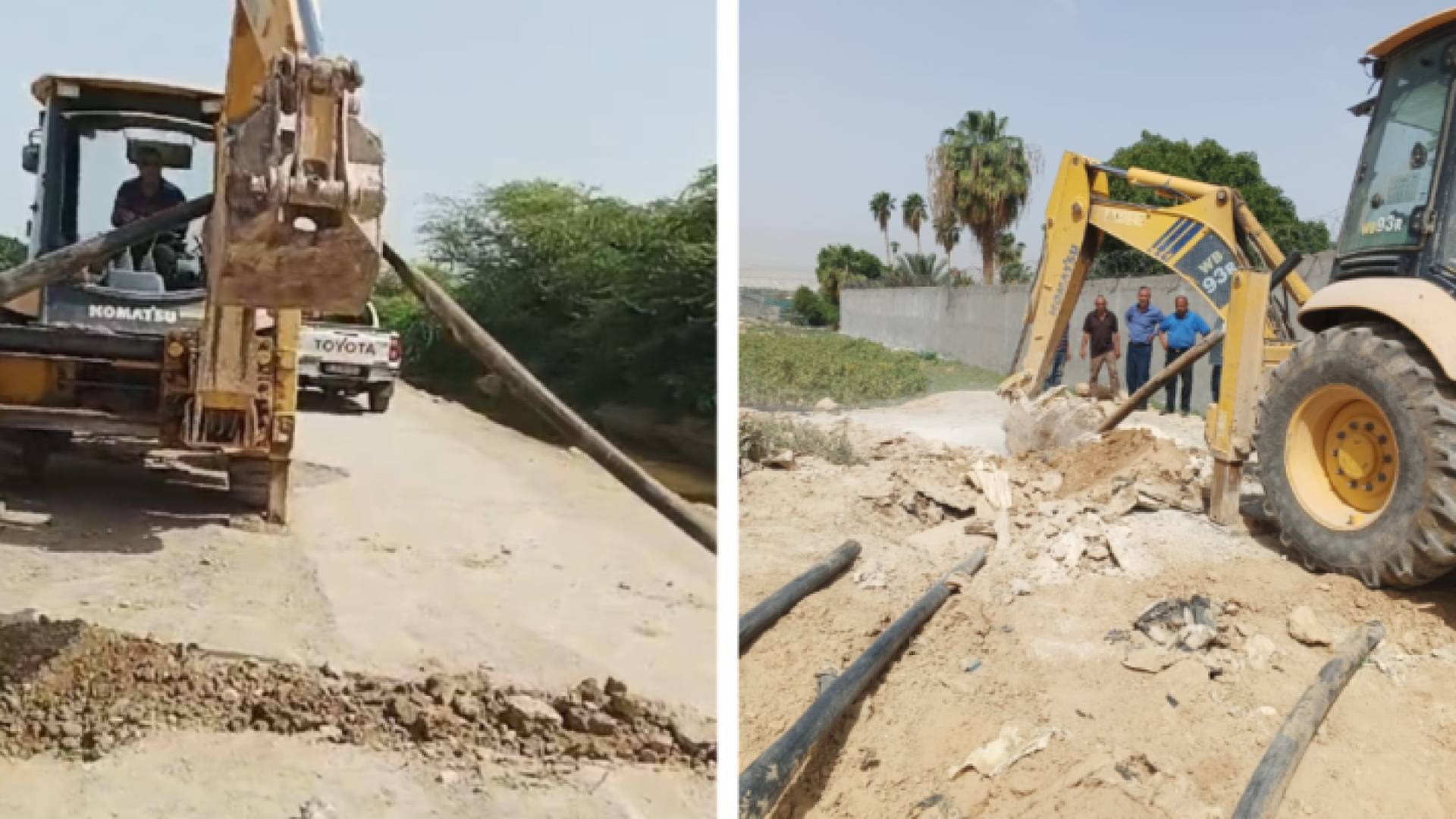 جانب من إزالة الاعتداءات على قناة الملك عبد الله بالشونة الجنوبية