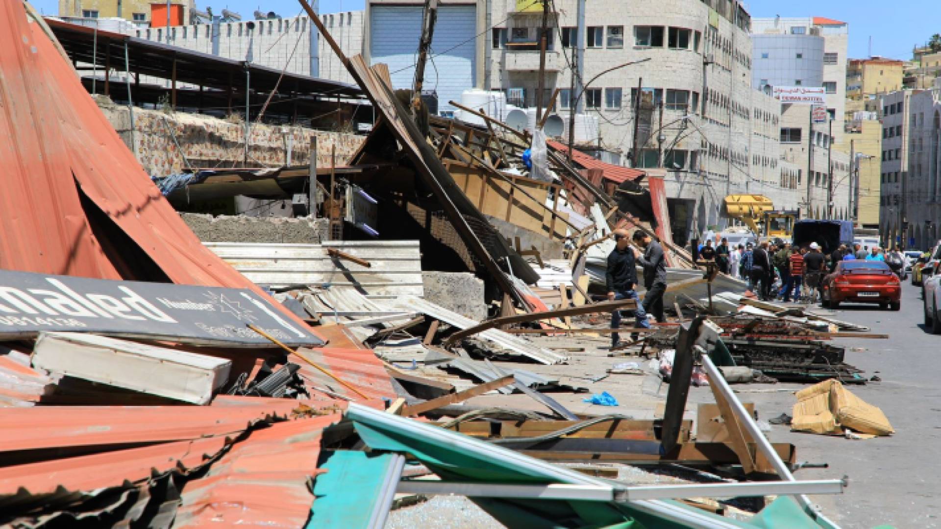 جانب من الأكشاك القديمة القديمة التي تم إزالتها في منطقة وسط البلد بالعاصمة عمان