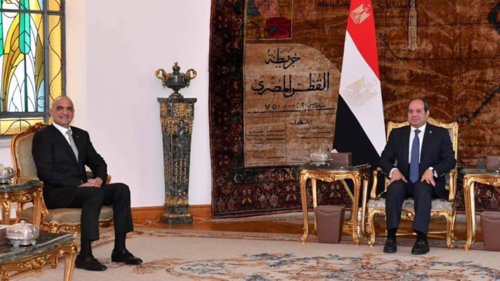 جانب من استقبال الرئيس المصري عبد الفتاح السيسي لرئيس الوزراء الدكتور بشر الخصاونة