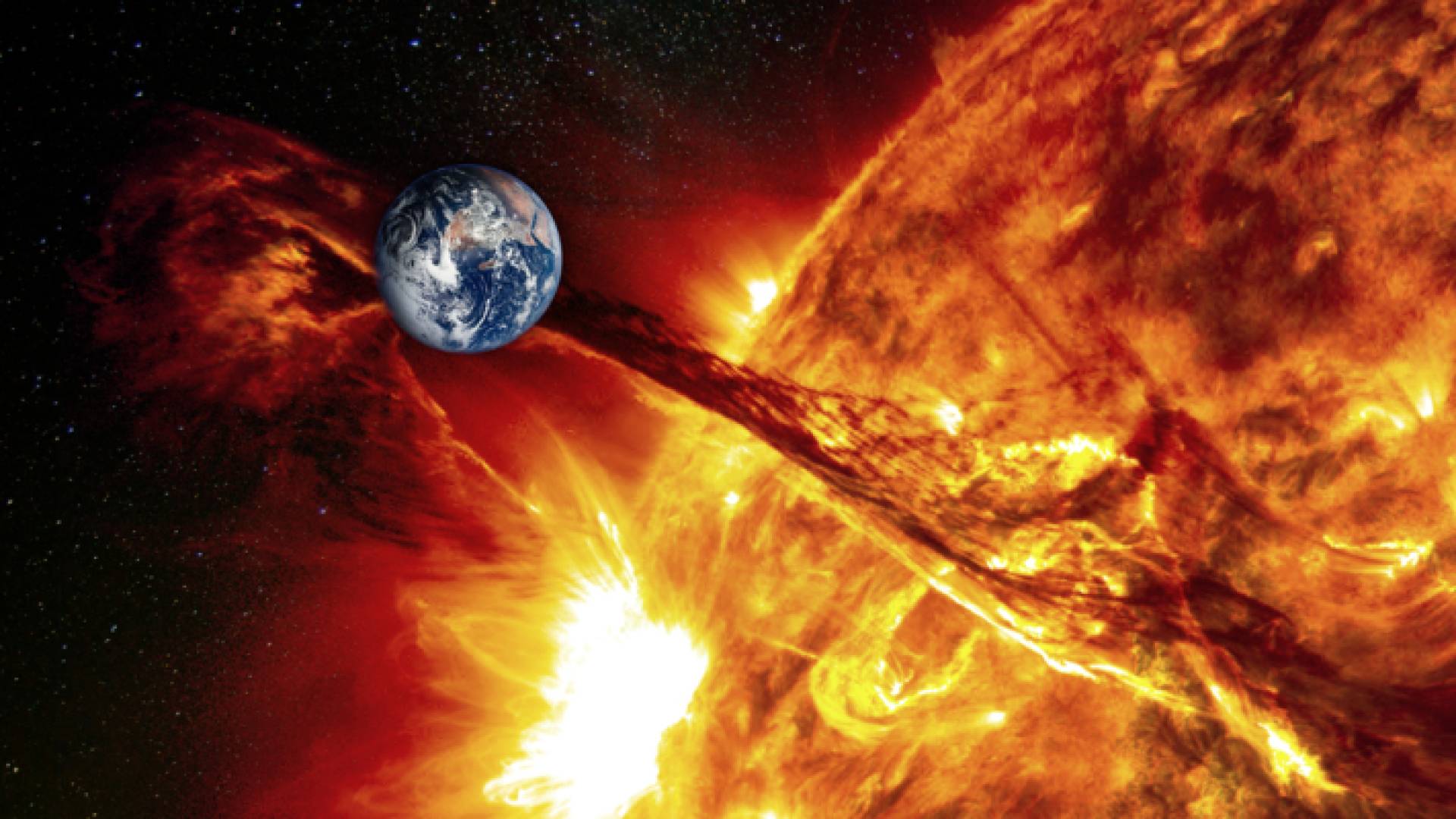 عاصفة شمسية والكرة الأرضية