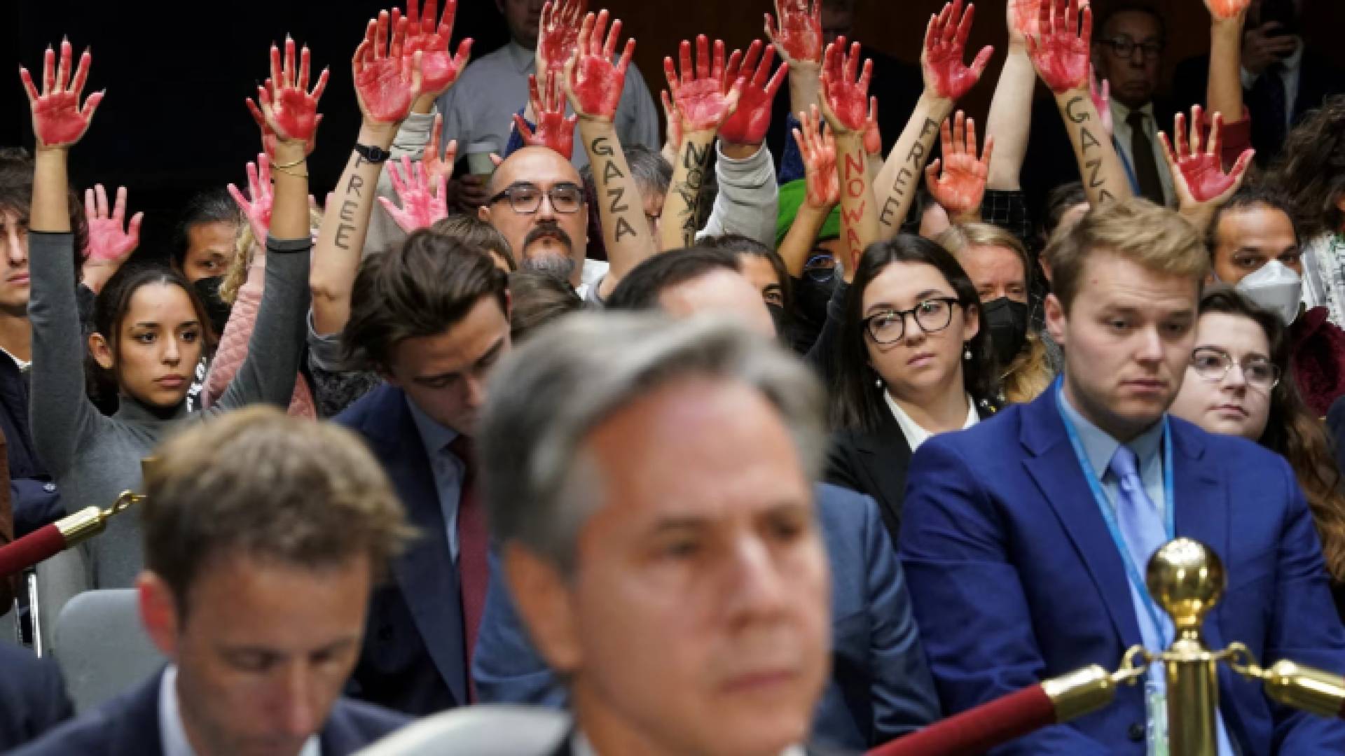 محتجوم يقاطعون بلينكن في أحد خطاباته "أرشيفية"