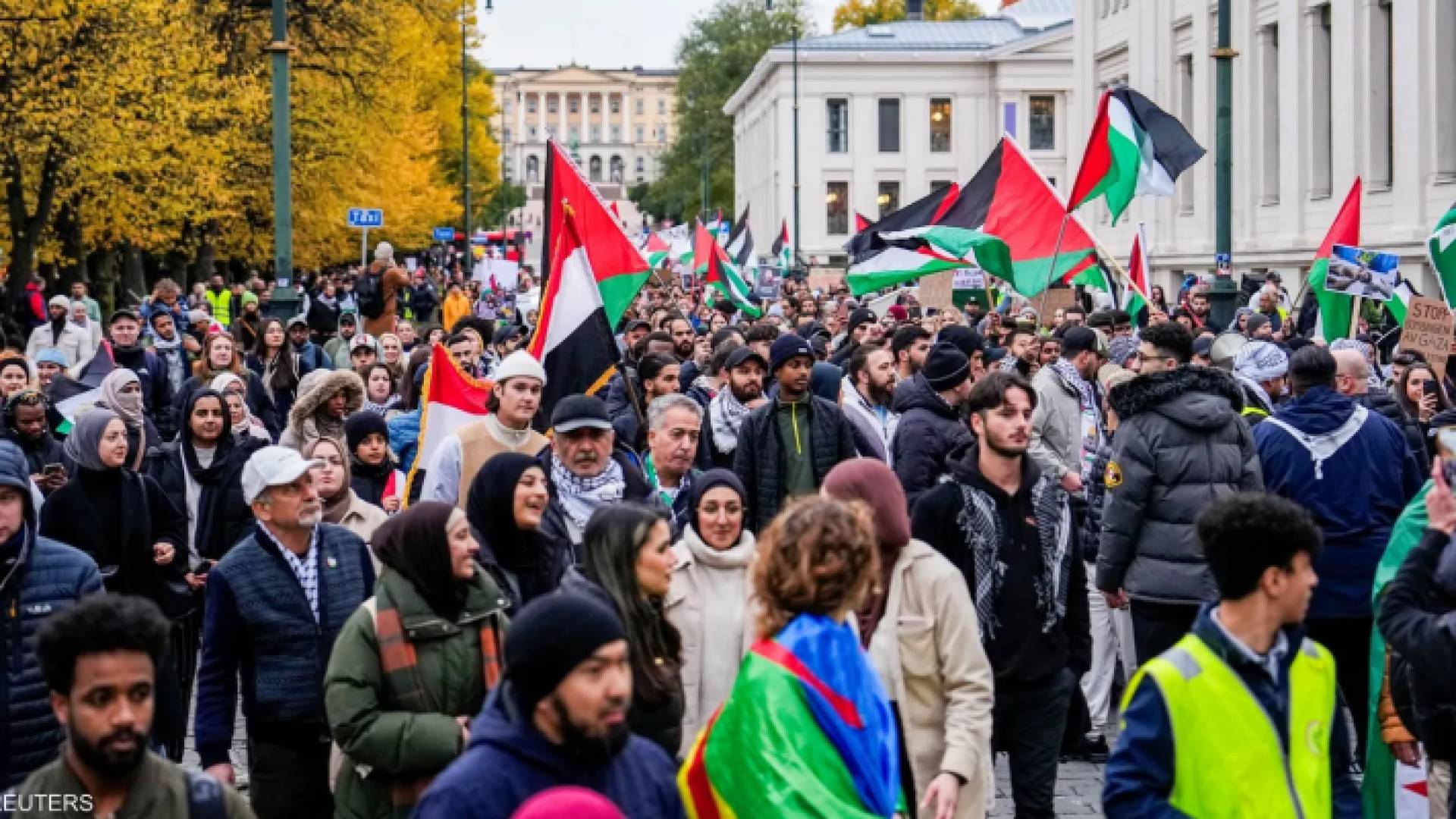 تظاهرة داعمة لفلسطين في أمام وزارة الخارجية في أوسلو
