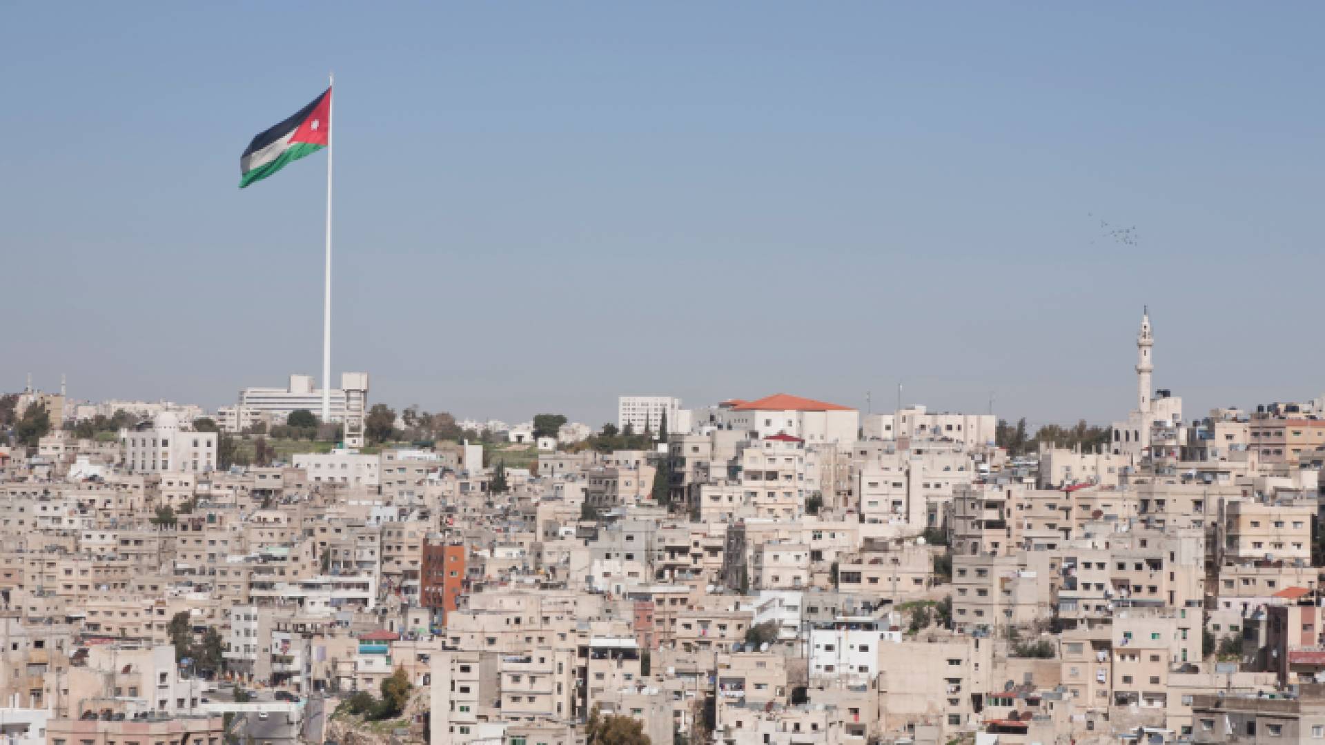 العلم الأردني يرفرف في أحد الأحياء بالأردن