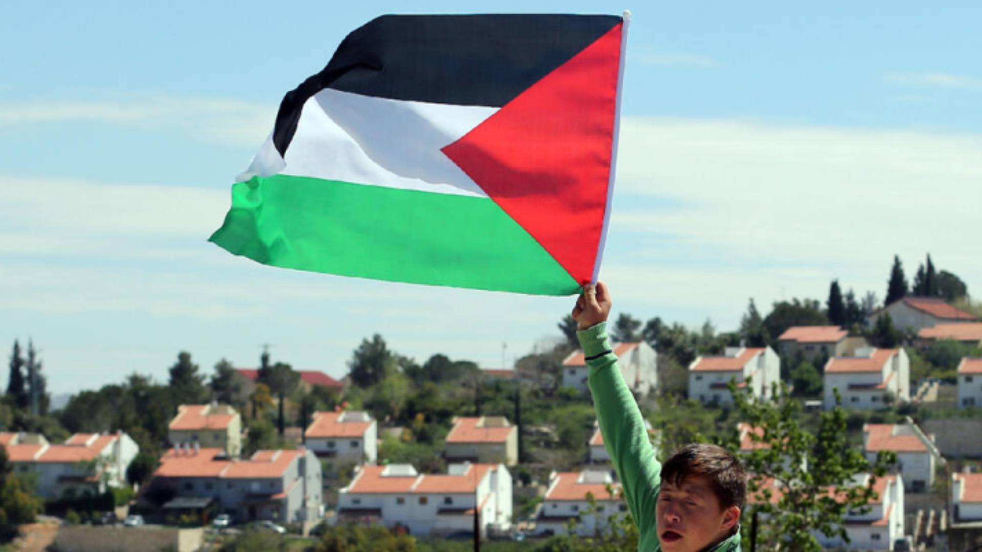 فتى يحمل علم فلسطين