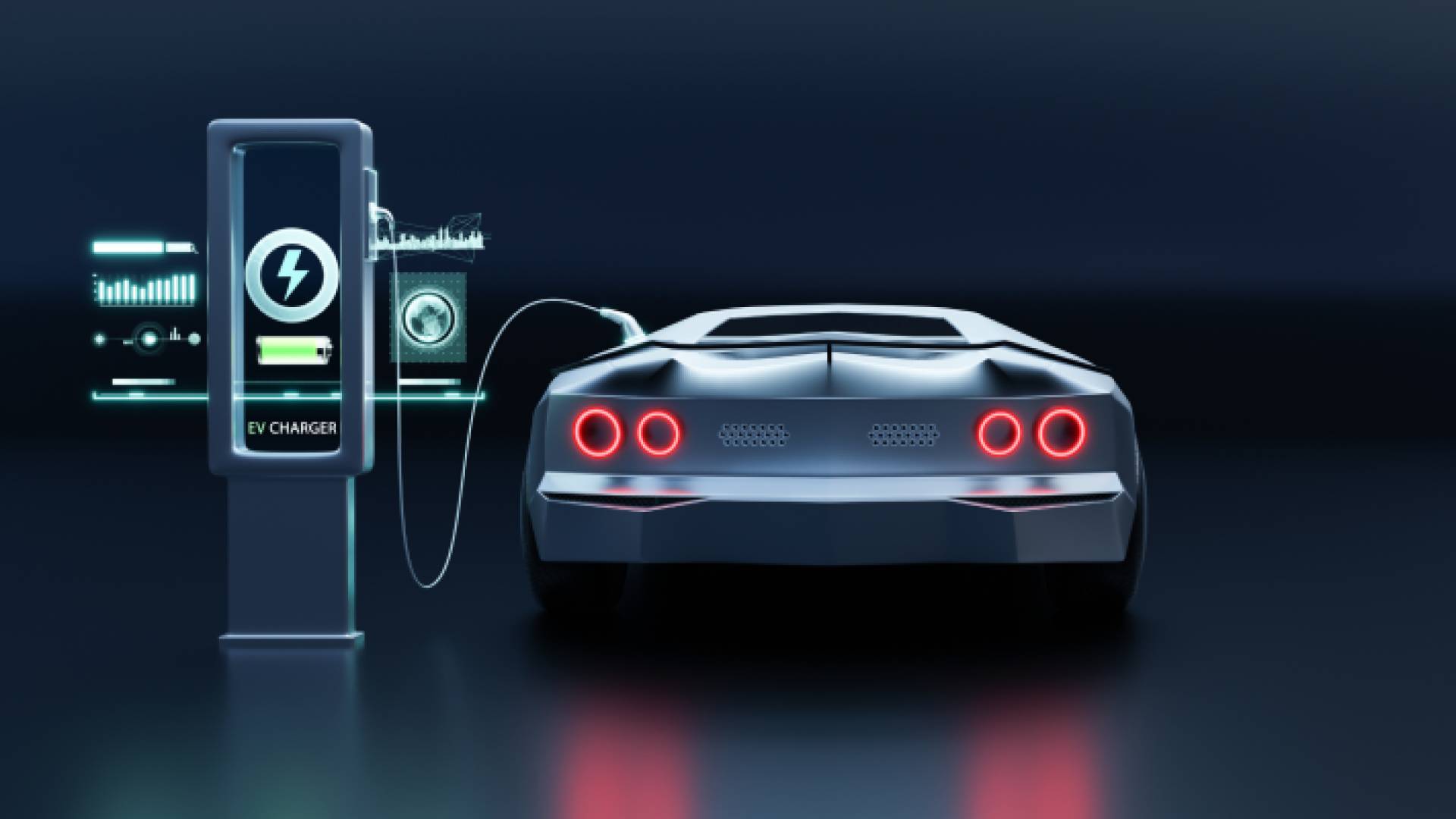 صورة تعبر عن عملية شحن سيارة تعمل على الكهرباء