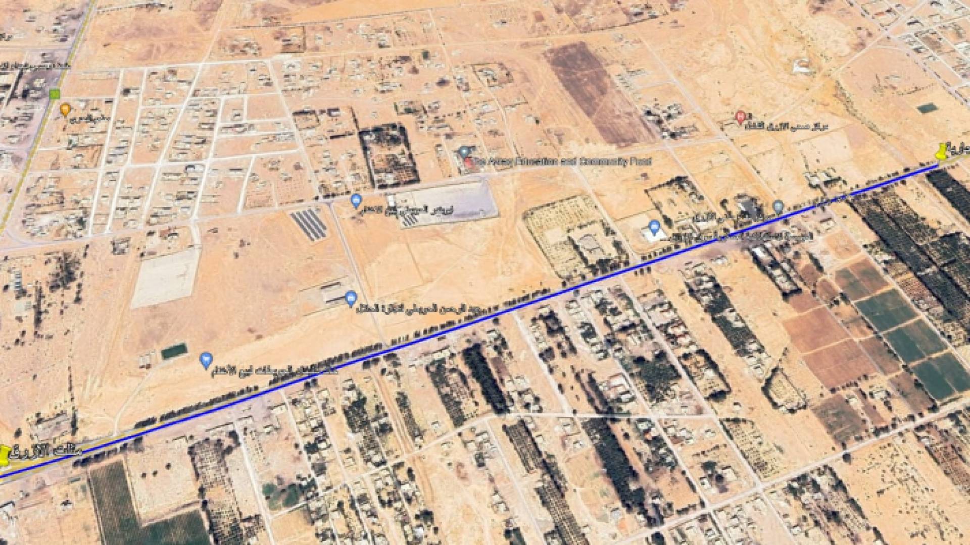 خريطة توضيحية لمنطقة أعمال توسعة وتنظيم مدخل مدينة الأزرق