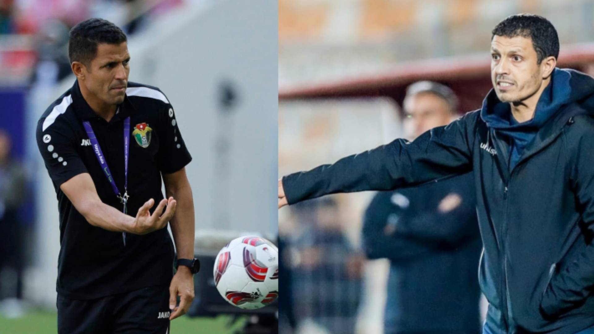 المدير الفني السابق للنشامى الحسين حموتة والمدير الفني الجديد جمال سلامي