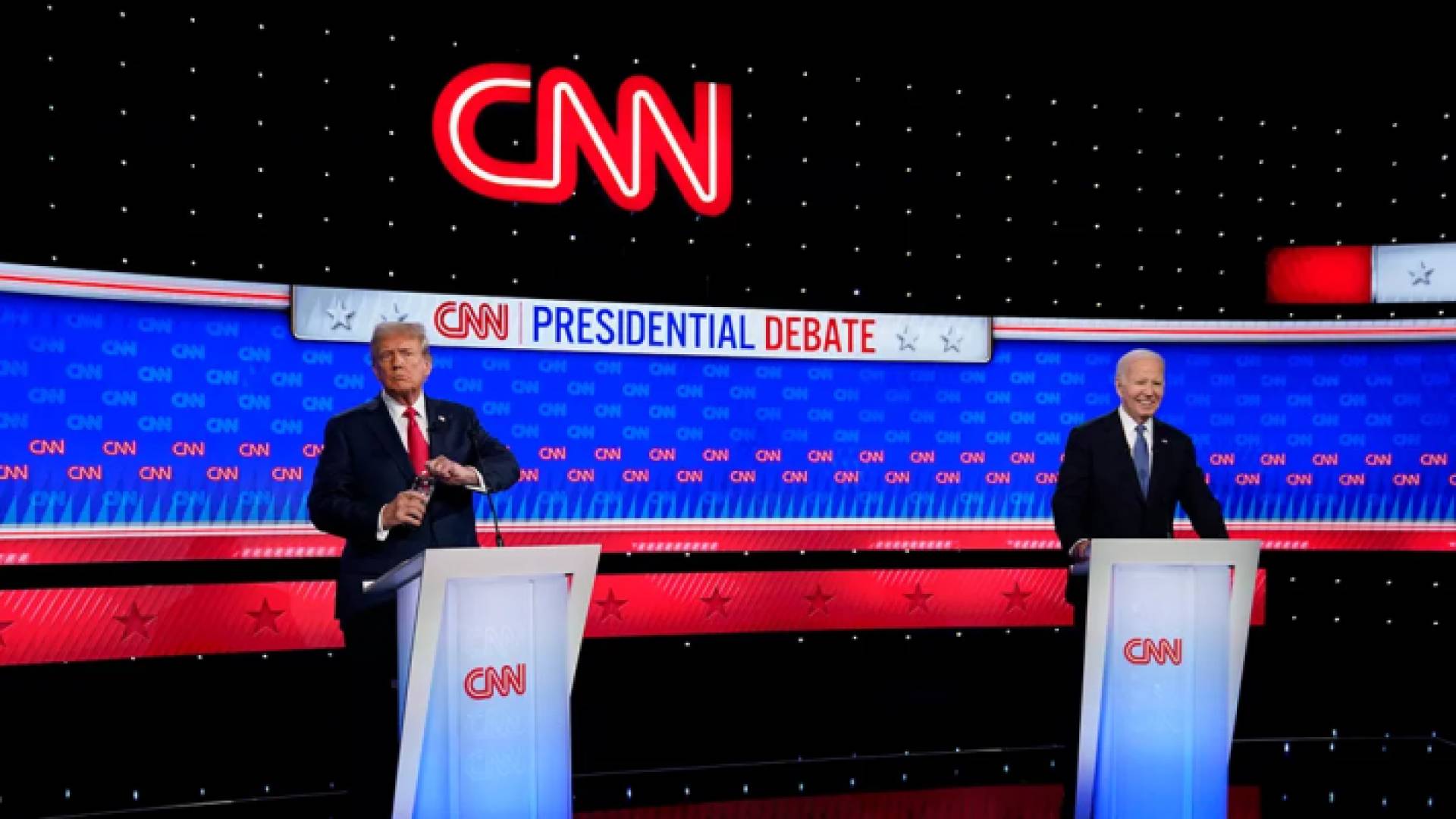 مشهد من المناظرة بين الرئيس الأمريكي جو بايدن ومنافسه المرشح دونالد ترمب