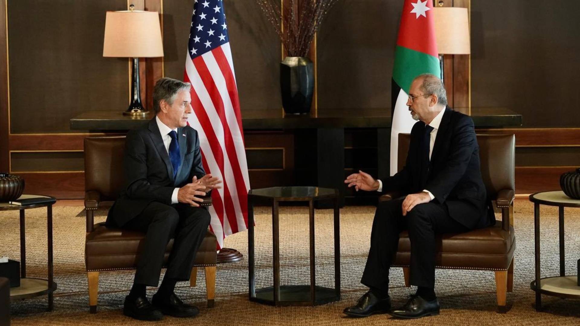 وزير الخارجية أيمن الصفدي، ووزير الخارجية الأمريكي أنتوني بلينكن