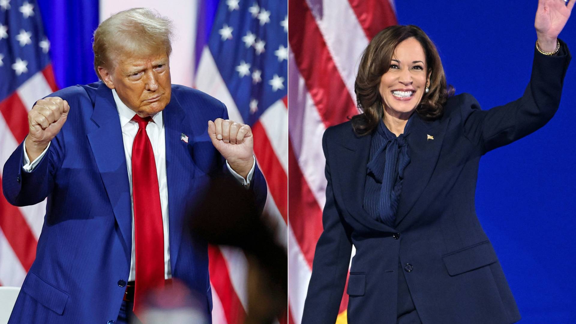 المرشحان للرئاسة الأمريكية كامالا هاريس (يمينا) ودونالد ترمب (يسارا)