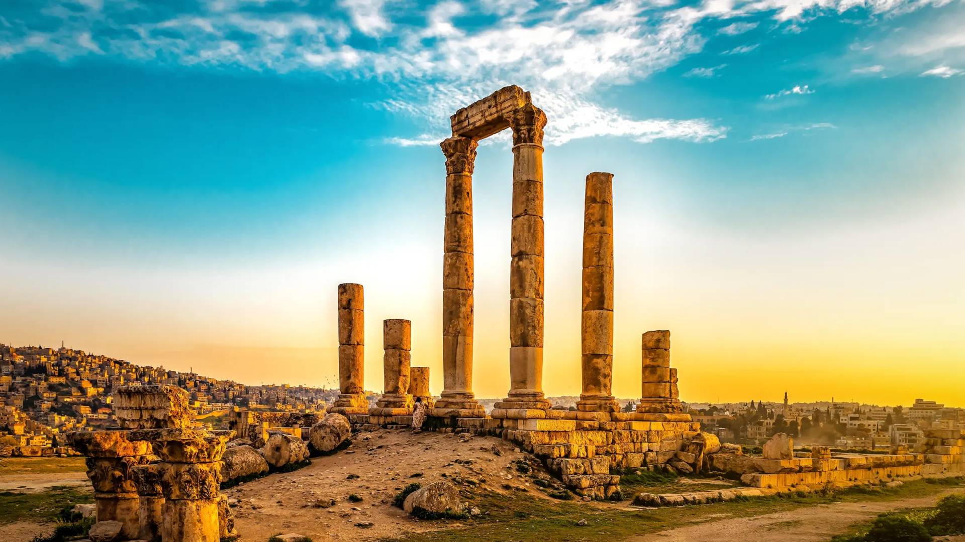 جانب من موقع جبل القلعة الأثري في العاصمة عمان