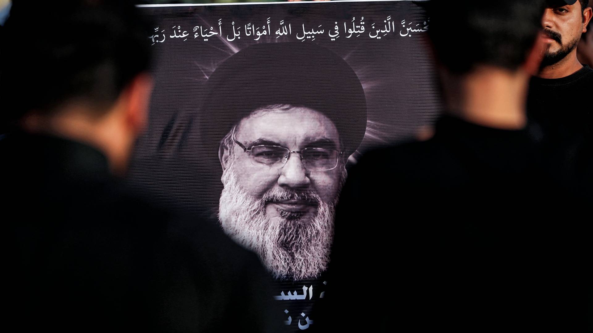 صورة للأمين العام لحزب الله حسن نصر الله الذي اغتاله الاحتلال