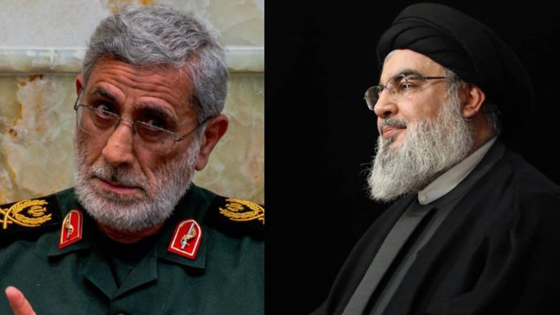 أمين عام حزب الله حسن نصرالله(يمينا)، قائد فيلق القدس إسماعيل قاآني (يسارا)