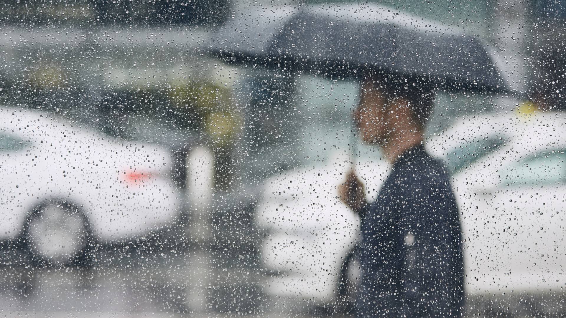 شخص يحمل مظلة تحت الأمطار