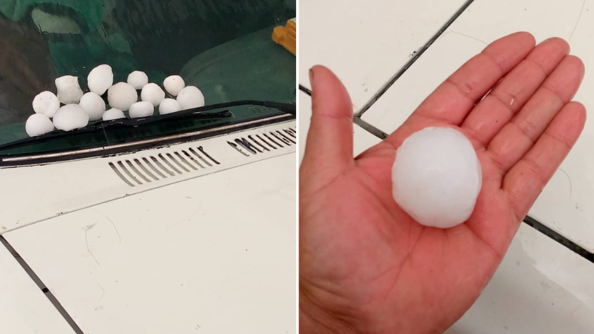 بالفيديو.. حبات برد ضخمة تتساقط في الرويشد