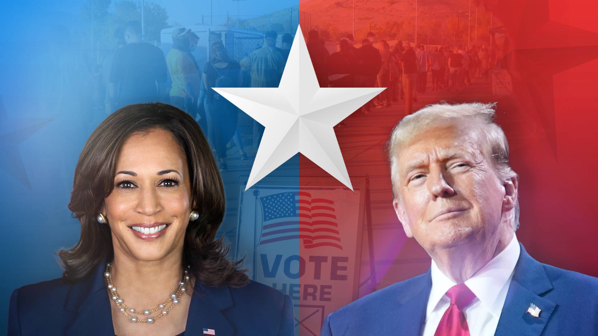 المرشحة الديمقراطية كامالا هاريس والجمهوري دونالد ترامب