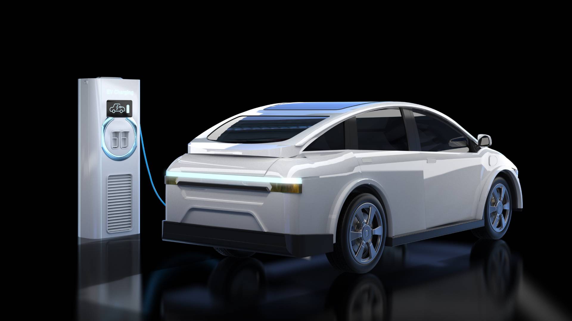 صورة تظهر سيارة كهربائية