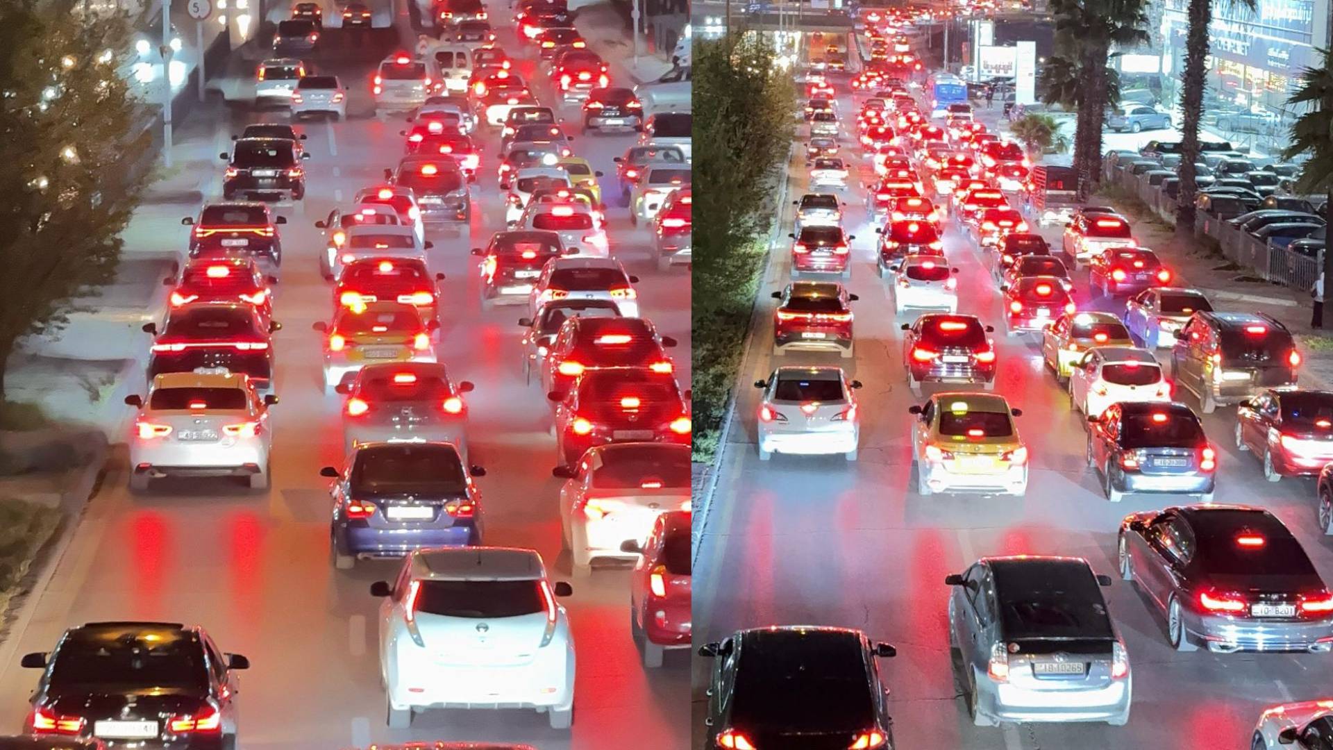 حركة مرورية كثيفة بمنطقة شارع مكة بالعاصمة عمان