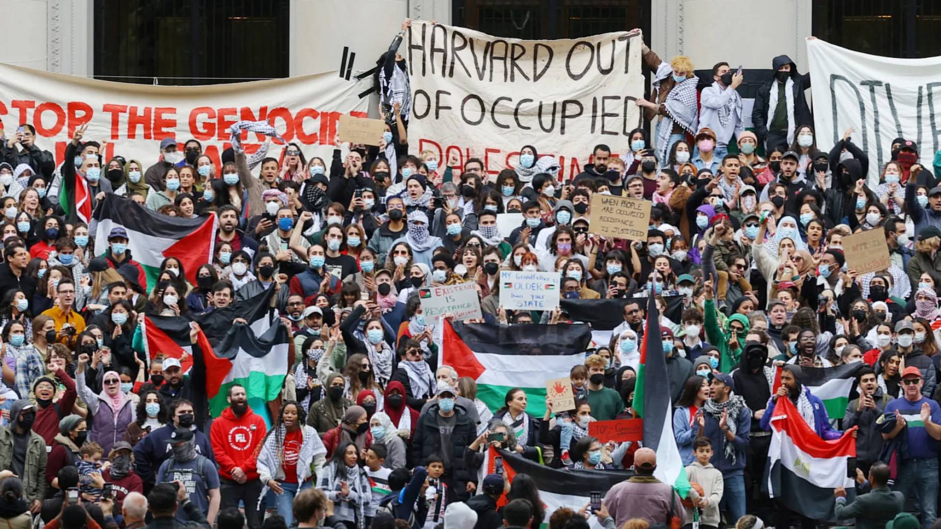 مظاهرات مؤيدة لفلسطين بجامعة هارفارد في الولايات المتحدة